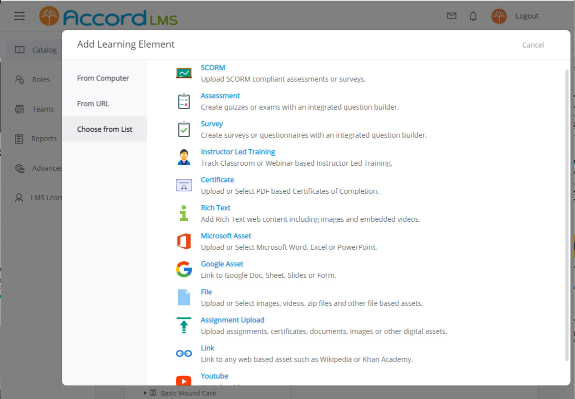 screenshot of Accord LMS